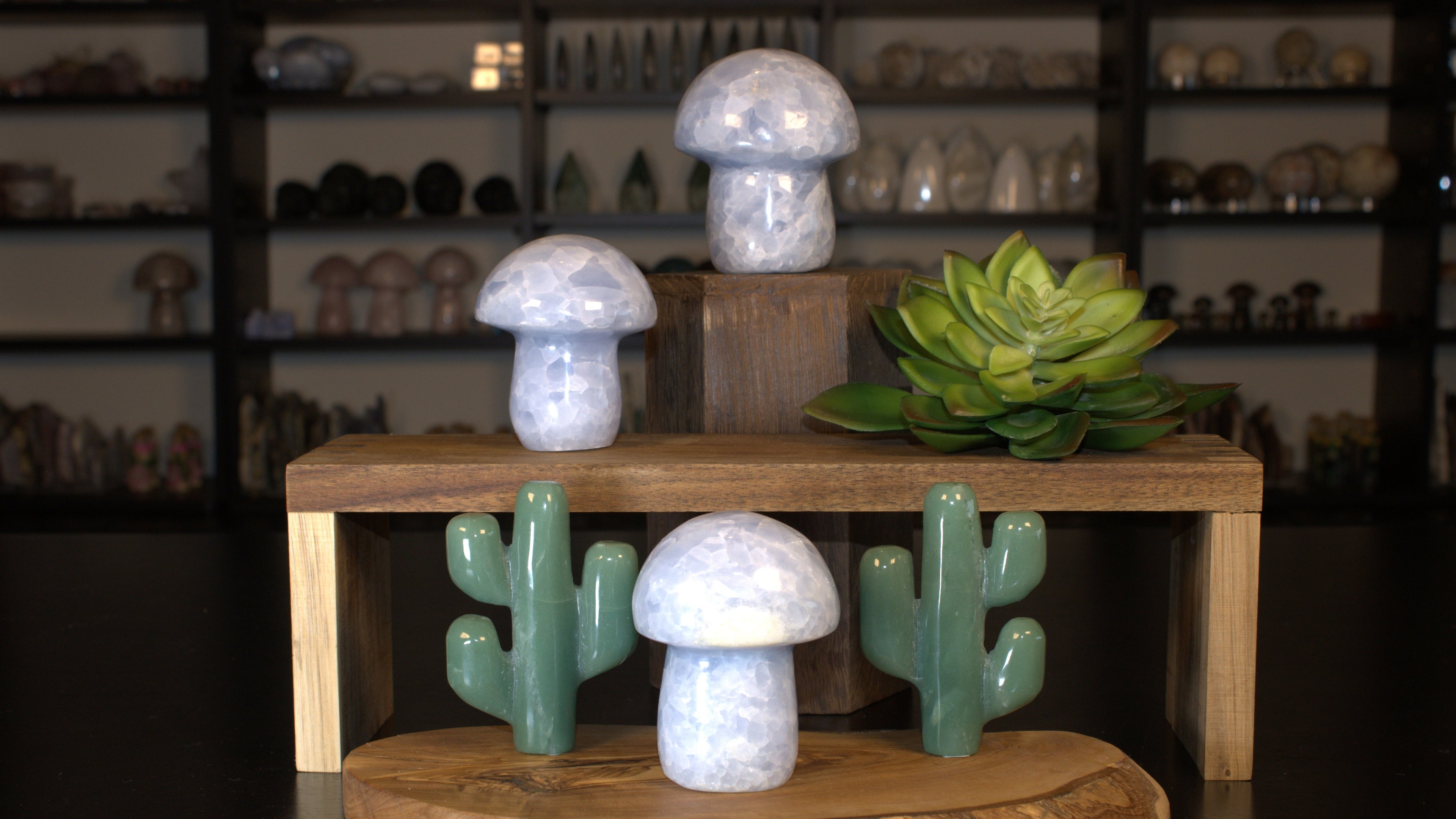 Blue Calcite Mushroom XL Carving